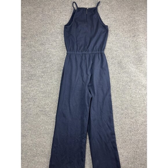 Sundry Jumpsuit Womens Medium Navy Halter Wide Leg Pockets Made USA Back Zip - Picture 9 of 9